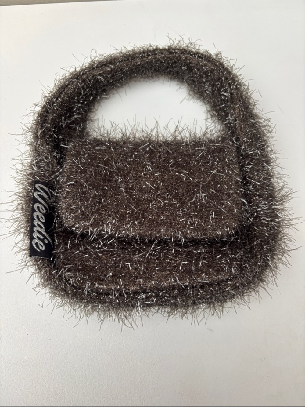 Edie Parker Gray Mini Grass Handbag